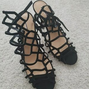 Express NEW Caged Black Heels